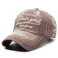 Vintage washed brown baseball cap with embroidered Brooklyn and New York letters - Adjustable / Coffee