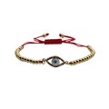 Verstellbares Evil Eye Armband mit Goldbeschichtung und roter Kordel für Damen - Kupferperlen Rotes Seil