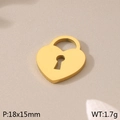 Pendentif cœur doré poli 18x15mm, breloque en acier inoxydable de 1.7g pour bijoux - Pendentif Serrure Coeur(KLJ7964-Z)