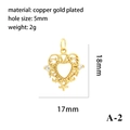 18K gold plated copper hollow heart pendant with zircon accents and scroll patterns - Gold Hollow Heart Pendant A-2