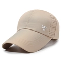 Beige baseball cap with extended brim and laser-cut vents for summer sun protection - Adjustable / Khaki
