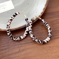 Large hoop earrings with leopard print fabric wrap and golden hooks on ceramic tray - Water Drop - Large