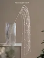 Decorative 120cm white artificial beaded long branch for Christmas tree hanging decoration - Waterfall Branch C - White Transparent Beads