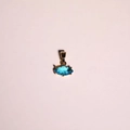 Collana con ciondolo a forma di marquise con pietra blu su sfondo rosa chiaro - Solo Ciondolo di Marzo-Zirconia Acquamarina
