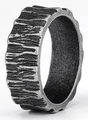 Anillo Vikingo negro oxidado vintage con textura de corteza y bordes de engranaje únicos - US 7 / Estilo 4 (Vintage Corteza)