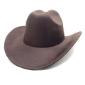 Dettaglio cappello cowboy marrone scuro con trama intrecciata e tesa arricciata - M (56-58cm) / caffè