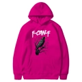 Rose pink hoodie sweatshirt featuring black crow graphic and white F-CAW-F lettering print - Rose Red