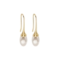 Classici orecchini a goccia in oro vintage con eleganti perle bianche su sfondo bianco - Orecchini a Goccia d'Oro (E4191)