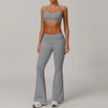 Ensemble de yoga gris froid pour femme avec brassière dos nageur et pantalon évasé - S / Ensemble Brassière et Pantalon Évasé Gris Rhinocéros