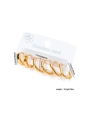 Detailed macro view of three pairs of golden titanium steel hoop earrings on a card - Gold Style (EXRGE0288)