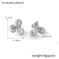 Elegant silver titanium steel three-petal flower stud earrings measuring 1.8cm width - Steel Color (F1362)