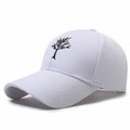 Classic white baseball cap with black tree embroidery and adjustable curved brim - Adjustable / White
