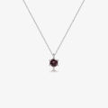 S925 sterling silver necklace with a six-prong deep red round cubic zirconia pendant - Necklace / Smoky Zircon / Platinum