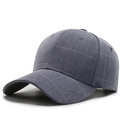 Classic dark grey baseball cap with white micro-check pattern and curved brim - Large Plaid Light Blue
