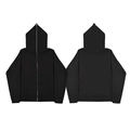 Classic black full-zip hoodie with front and back views on a clean white background - S / Black