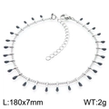 Silver matchstick charm chain bracelet with black enamel tips, 180mm x 7mm, 2g - Black Matchstick Style (KB190896-Z)