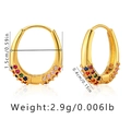 Detailed macro view showing the precise dimensions of 18K gold-plated multicolor zircon hoops - Fashion Multicolor Round Zirconia Huggie (KE0780)
