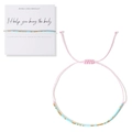 Pulsera de cuentas código Morse azul en tarjeta con I'd help you bury the body - Código Morse Azul Rosa Oro