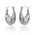 Silver liquid metal stud earrings with hollow butterfly design and intricate details - Silver XLEH010-1 (Butterfly Filigree)