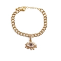Fashionable gold-plated Evil Eye bracelet with purple and black zircon crystals - Style 00410YS