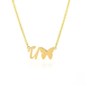 Minimalist gold butterfly necklace with letter U pendant and heart detail - Letter U