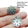 Detail of 20mm antique silver flower bead cap with 2mm hole for DIY jewelry making - 7# Antique Silver