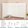 White pegboard desktop storage set with 3 boards, 10 hooks and triangle shelf - Square Board Set 4 L-Standing / White