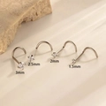 Silver stainless steel nose studs with cubic zirconia in sizes 1.5mm to 3mm - S-Shape Pole / 2.5mm / Silver