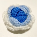Handmade crochet rose flower in white and blue shades for DIY gift bouquets - Gradient Blue Rose