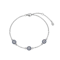 S925 Sterling Silber Böser Blick Armband mit blauen und weißen Zirkonia-Einlagen auf Weiß - Mehrere Scheibenaugen (DY150182-S-W-BA) / 925er Silber