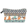 Close-up of travel makeup bag featuring cute cartoon sloths and floral patterns with handle - Bohemian Sloth Floral (hzb955)