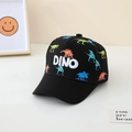 Détail de la casquette dinosaure pour enfants avec imprimés colorés et broderie DINO - 52cm (2-5 Ans) / Noir
