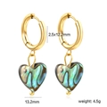 Golden heart earrings with abalone shell inlays and detailed size dimensions - Heart Pendant