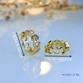 Elegant 18K gold-plated honeycomb hoop earrings featuring cubic zirconia with dimensions - Gold Hoop Earrings