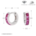 Spécifications de taille et poids pour boucles d'oreilles créoles S925 avec zircon rose - Argent 925 Plaqué Argent - Zircone Rouge