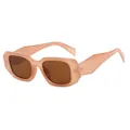 Irregular square jelly tea sunglasses with thick geometric frames and dark brown lenses - Metal Hinge / Jelly Tea