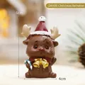 Miniature Christmas reindeer resin figurine with red hat and bell, height 6cm width 4cm - Christmas Reindeer Style(24959)