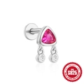 Boucle d'oreille en argent S925 avec opale rose et détails de diamants étincelants - #1 Or Blanc - Unité - Triangle Rose
