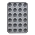 Grey 24-cup silicone mini muffin pan for baking non-stick cupcakes in a rectangular tray - Silicone / 24 Cups Grey