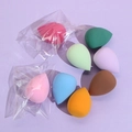 Set of 7 colorful teardrop makeup sponges in pink, green, and purple shades - Teardrop-OPP Bag / Light Green