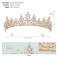 Specifiche dimensionali e viste ravvicinate dell'artigianato del diadema in zircone - Oro