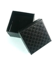 Classic black square jewelry box with diamond quilted texture and velvet interior - US 7 / Ring Box