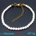 Pulsera retro de perlas de vidrio de 4mm con cierre de acero inoxidable dorado - Dorado 4mm (KB206979-Z)