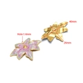 Gold plated stainless steel flower pendant in pink enamel and plain gold finish - Leaf / 26*40mm / Purple White