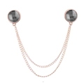 Rose gold collar chain featuring grey faceted stones and elegant double tassels - Gray