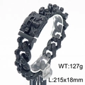 Gothic skull bracelet in matte black stainless steel for men with skull buckle, 215mm - Black (KB185286-KJX)