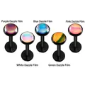 Vijfdelige set zwarte roestvrijstalen oorbellen met kleurrijke glitterinlays - 1.2x6x4mm / Zwart/Paarse Flitsfilm