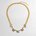 Collana vintage francese in acciaio inossidabile con pendenti a farfalla in zircone colorato - Collana con farfalla multicolore
