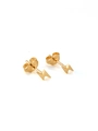 Minimalist 18K gold plated lightning bolt stud earrings in polished stainless steel - Lightning Stud Earrings Gold (MS-232D)
