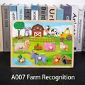 Farm theme wooden peg puzzle with animal pieces for toddler sensory learning - A007 Farm Animals Recognition